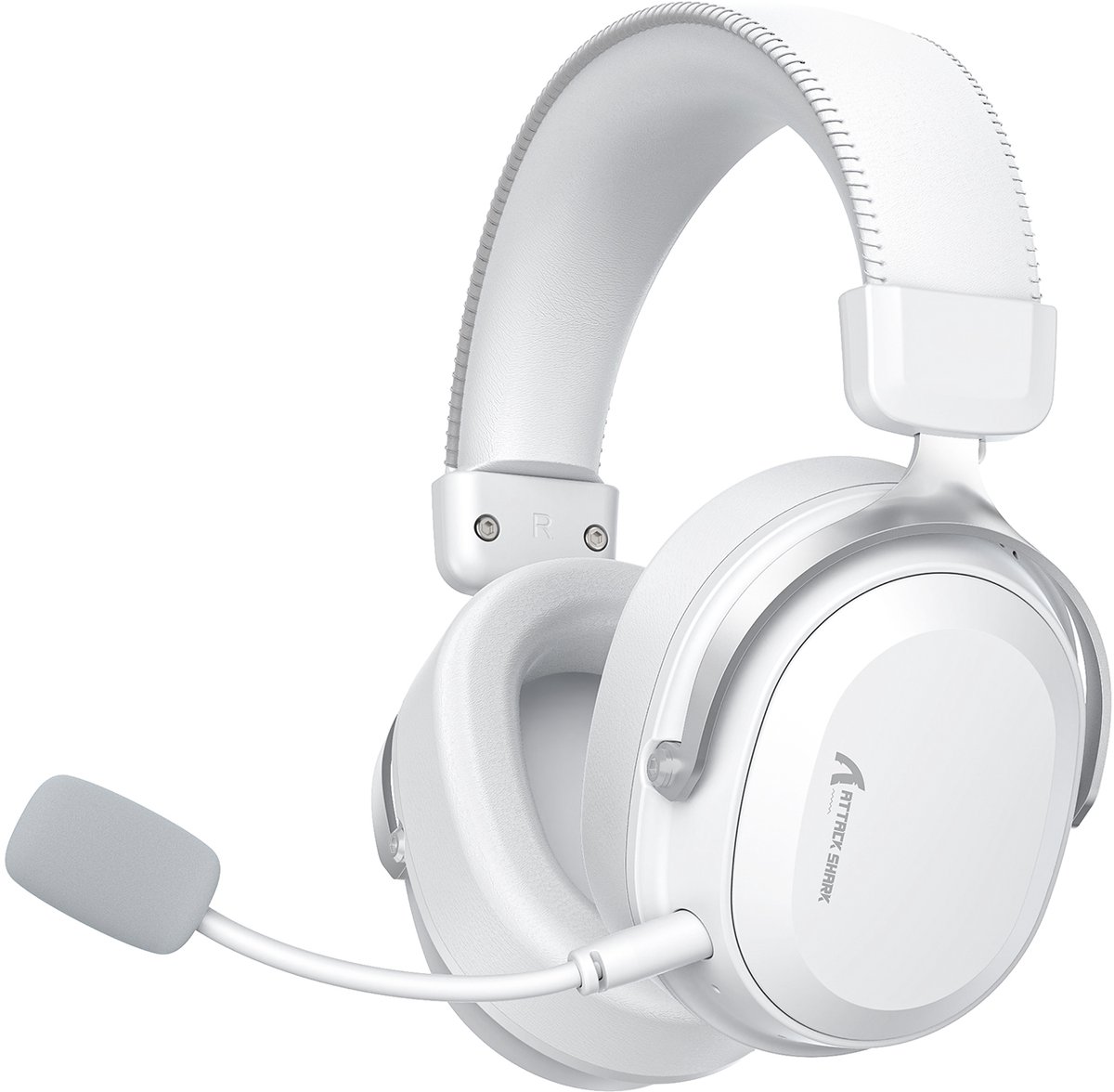 ATTACK SHARK L30PRO Draadloze Gaming Headset - 7.1 Surround Sound - 50mm Drivers - 20ms Lage Latency - Afneembare Microfoon met Ruisonderdrukking - Frame van Aluminiumlegering - Tri-Mode Connectiviteit - Over-Ear Headset - Wit