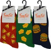 Funny Feet socks - Happy kousen snack - cadeau - grappige sokken - 3 paar - rood - Maat 43/46