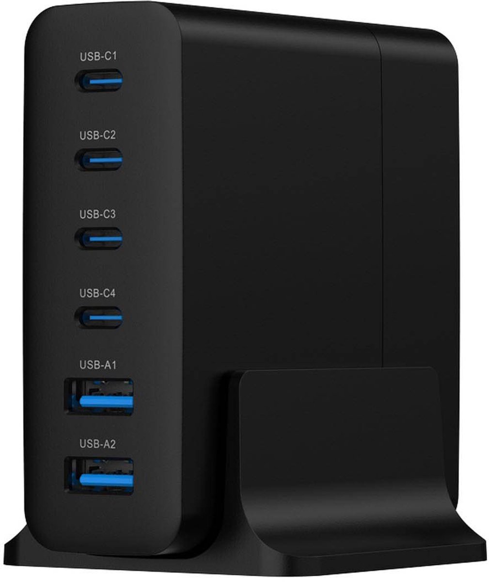 Gembird 75W GaN USB-C Oplader - 6 Poorten - Universeel - Snel Laden