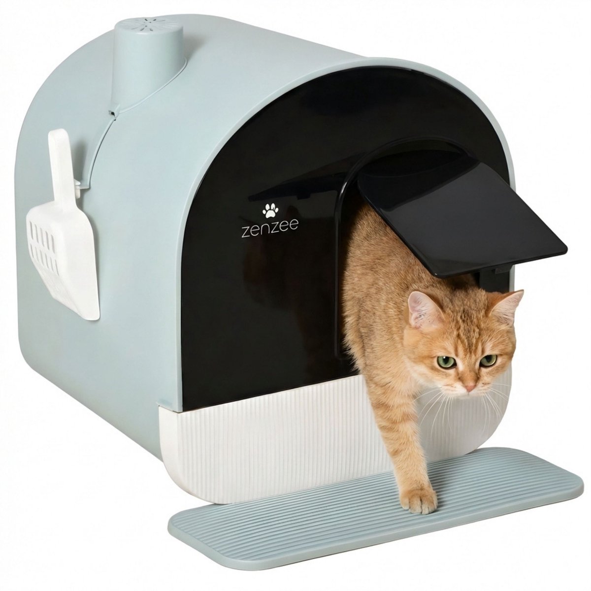 Kattenbak - Kattentoilet - Uitneembare lade - Met kattenbakmat en kattenbakschep - Groen