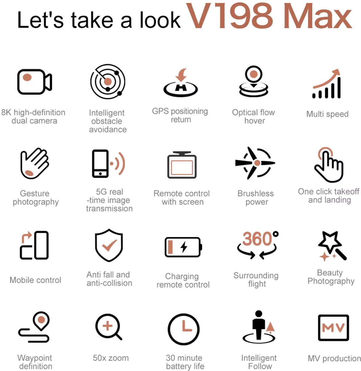 V198MAX V168 Drone - Pro Max - 8K - 2x 25 minuten vliegtijd - 5GHz Wifi FPV - 8K camera's thumbnail 2