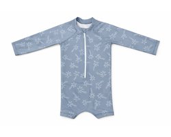 UV Zwempakje – Palms Pale Blue - Blauw – Print – Maat 80/86 – Baby's - Peuters - Meisjes - Jongens