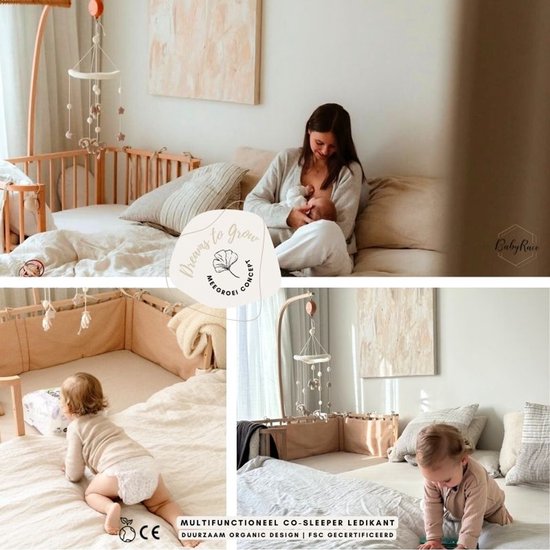 BabyRace - Co sleeper ledikant naturel inclusief vlechtbumper
