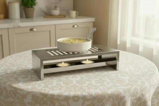 Professionele voedselwarmer met glazen deksel, rond, 3,5