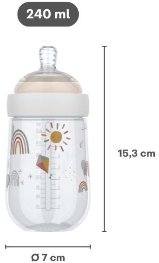 Mepal 2x babyfles 240 ml Mio - 2 babyflessen om af te wisselen - Forest Friends van Mepal — afbeelding 5