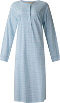 Lunatex - dames nachthemd 5027 lange mouw - nachtjapon van 100% katoen - blauw met print - maat XXL
