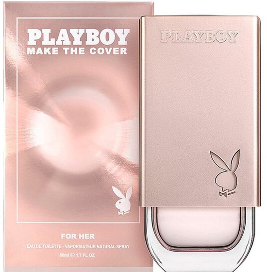 Roségouden Playboy Make the Cover damesgeur fles en doos, 50ml.