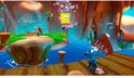 Spongebob Squarepants: Battle for Bikini Bottom - Rehydrated gameplay. Spongebob zweeft, Patrick staat op een rots en een robot gooit een blik 'HAM'.