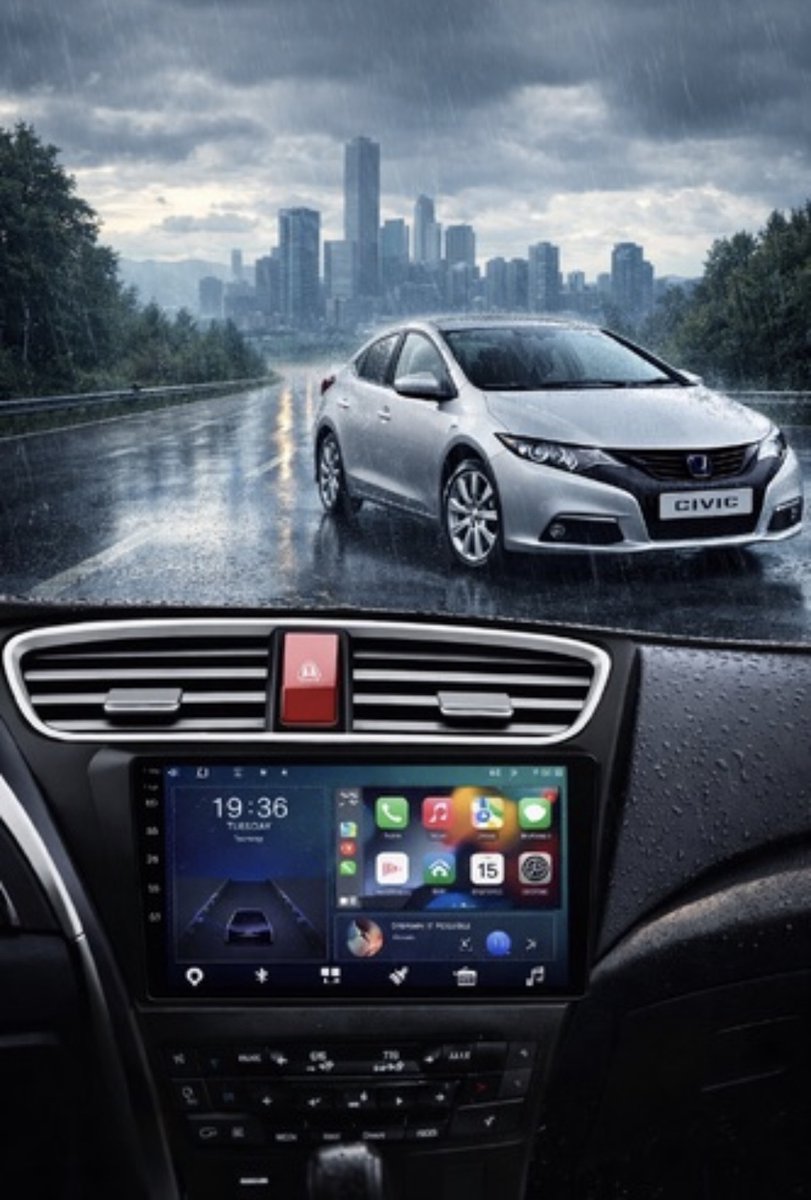 ADIVOX T1 9 inch geschikt voor Honda Civic 2012-2017 Android 15 CarPlay/Auto/Wifi/RDS/DSP/DAB+