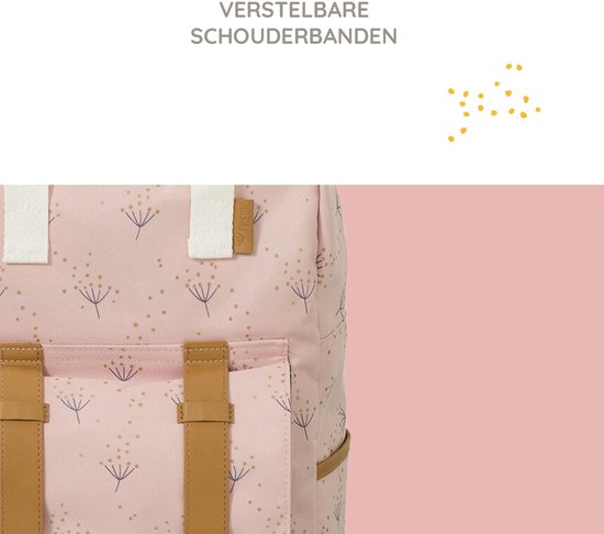 Fresk Grote Rugzak voor kinderen 5-7 jaar - 9,3 L - Schooltas Kind Meisjes - Verstelbare Schouderbanden - Waterafstotende Rugtas - Roze - Dandelion