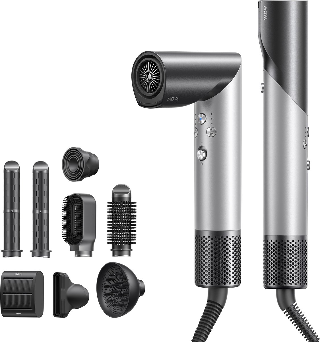 MOVA Master 10 multistyler - 7-in-1 Multistyler Set - Coanda luchtstroom - Warmte styling - 110.000 TPM High-speed motor - Professionele haarstyler - Volumeborstel - Anti-frizz - Slimme Stylingassistent - Zilver