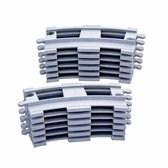 Uniblocks - Treinrails Bocht - lichtgrijs – 12 stuks - Universele treinbaan uitbreiding voor treinen