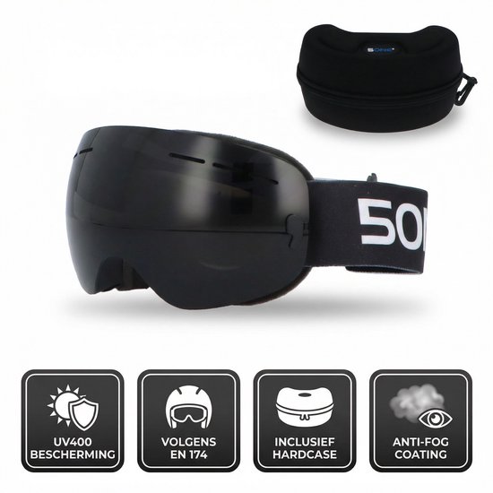 5one® Alpine 2 Black Skibril voor kinderen - Anti-Condens - met hardcase