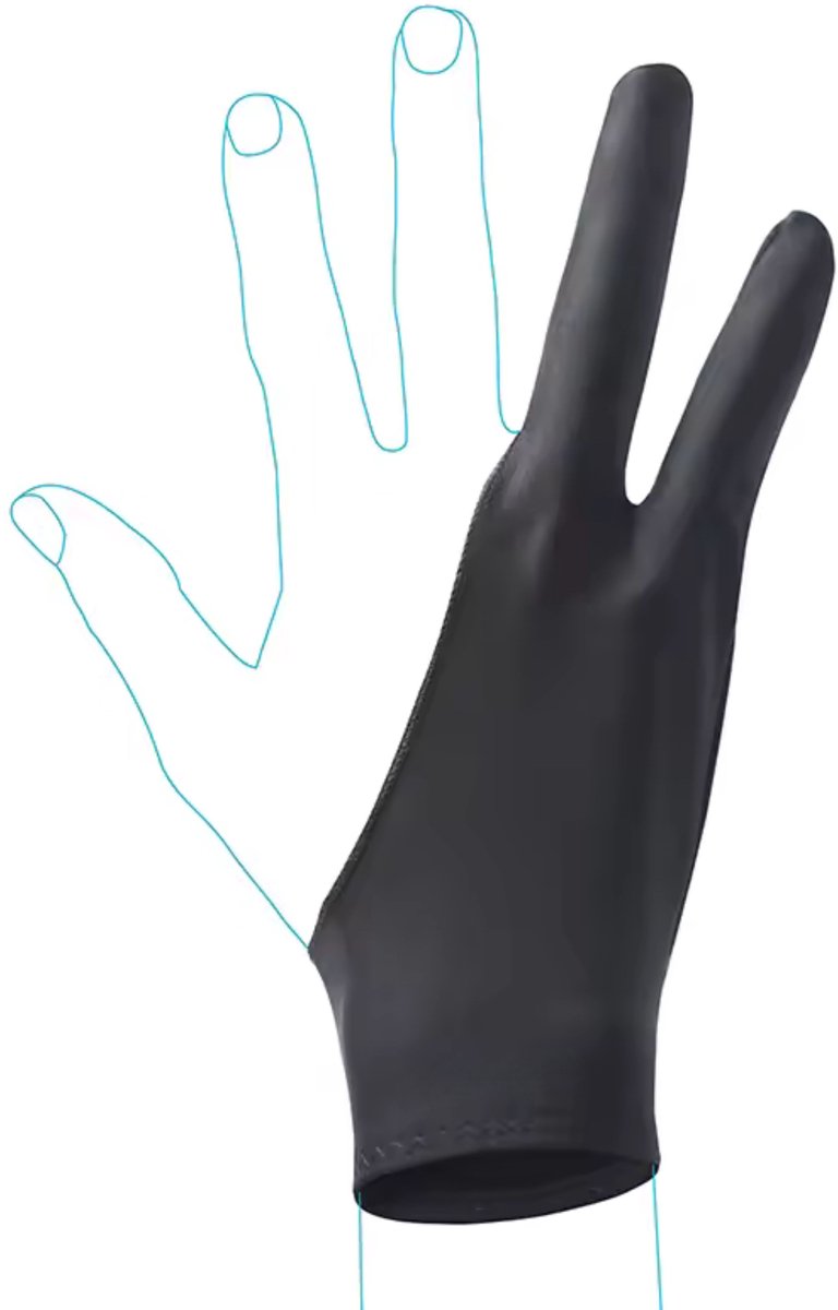 Tekenhandschoen - Geschikt voor Links & Rechts - Drawing Glove - Tablet Handschoen Tekenen - Maat M