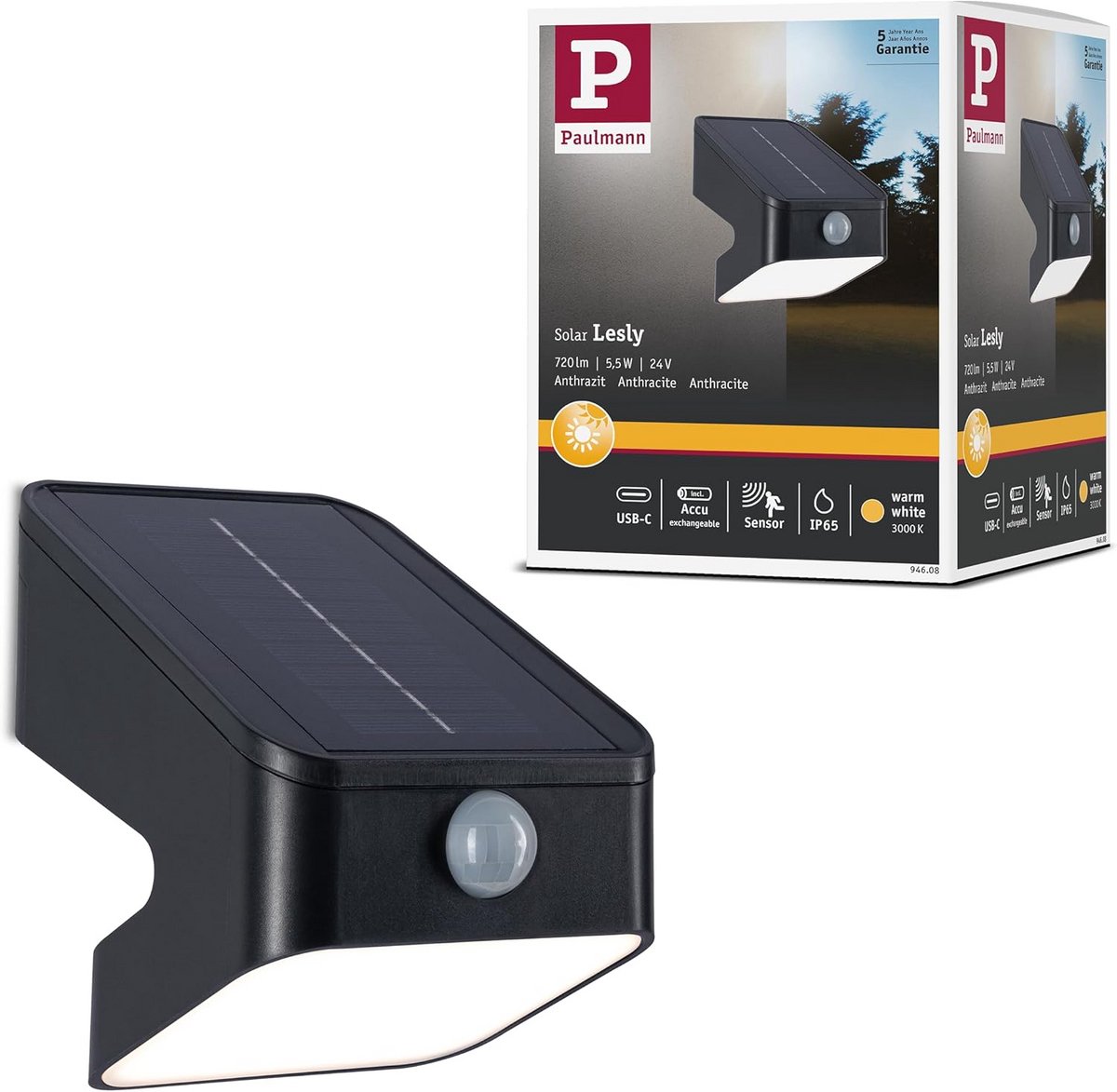 Solar LED Buitenlamp met Bewegingssensor IP65 Warm Wit Licht