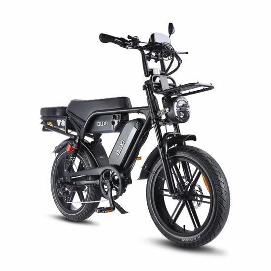 OUXI V8 Ultra Max Elektrische Fatbike - Ingebouwd Alarmsystseem - Inclusief Achterzitje - Inclusief Voorrekje - NFC-chip - 20 Inch - 250W Motor - 7 Versnellingen - 120 km Actieradius - Hydraulische Schijfremmen - Zwart van Ouxi — afbeelding 4