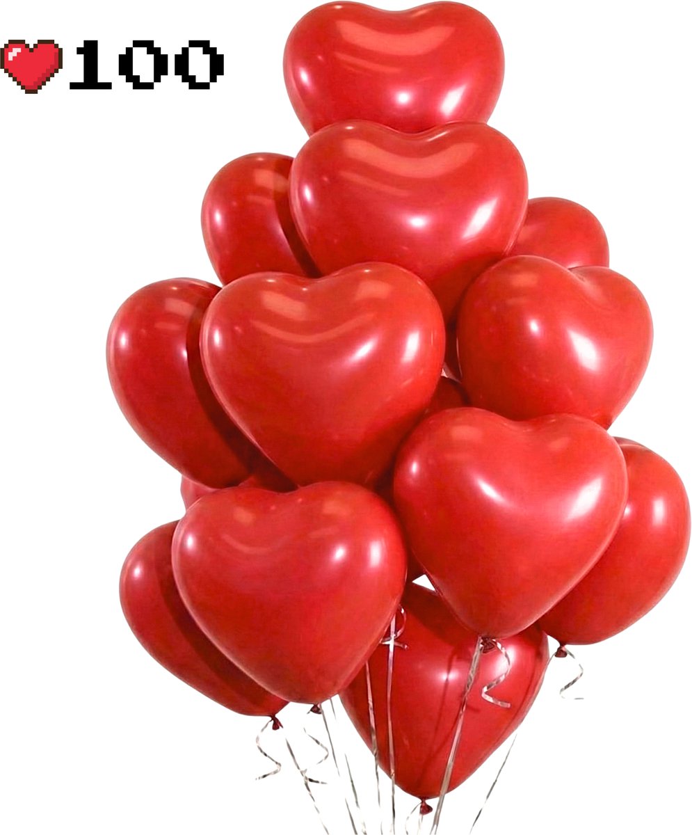 Ainy Hartjes Ballonnen rood 100 stuks 20 cm - ideaal voor feest decoratie zoals valentijnsdag, bruiloft versiering (excl. slinger ), huwelijksaanzoek, anniversary - party feestartikelen - liefde - jubileum - cadeau voor vrouwen