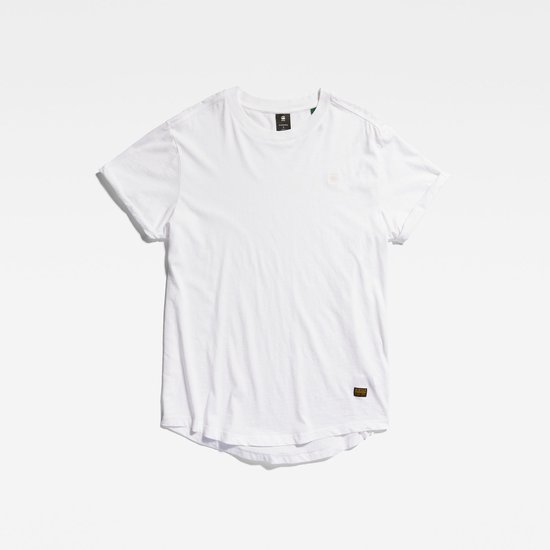 Wit dames T-shirt van G-Star RAW op een witte achtergrond. Losse pasvorm met omgeslagen mouwen en een subtiel logo op de borst.