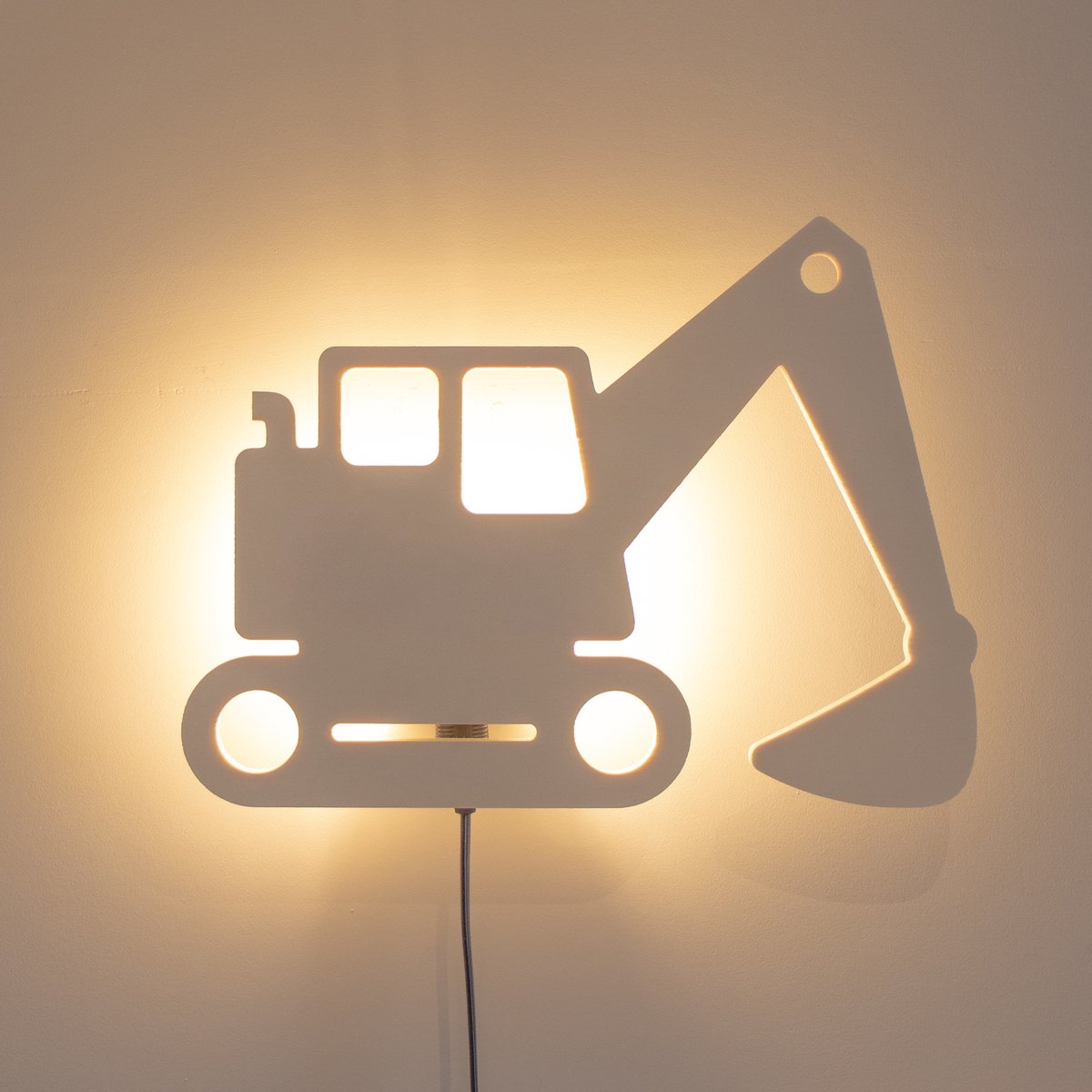 Houten wandlamp ~ Graafmachine