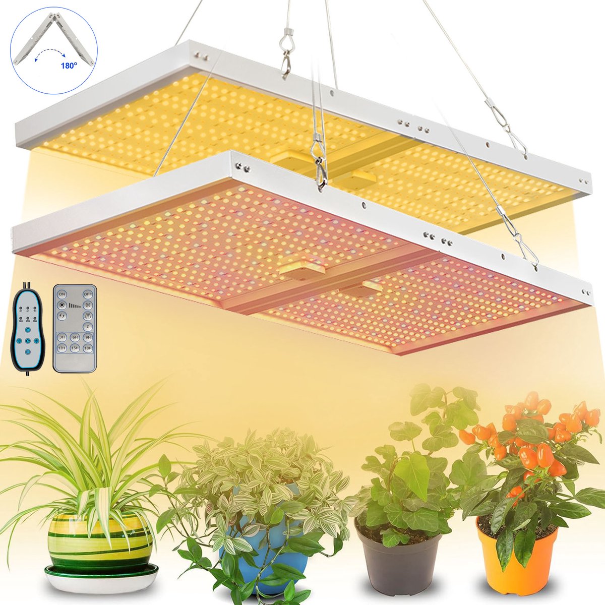 Rosnek Voordeelset 2x LED Groeilamp 120W - Full Spectrum Kweeklampen Set - Dimbaar met Timer - Voor Grote Kweektent & Hydrocultuur - Opvouwbaar - Energy A++