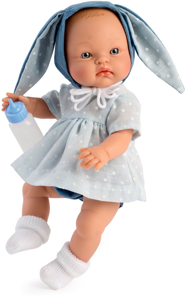 ASI DREAMS Pop - Alex 36 Cm - Jurk Met Konijnenoren - Grijs