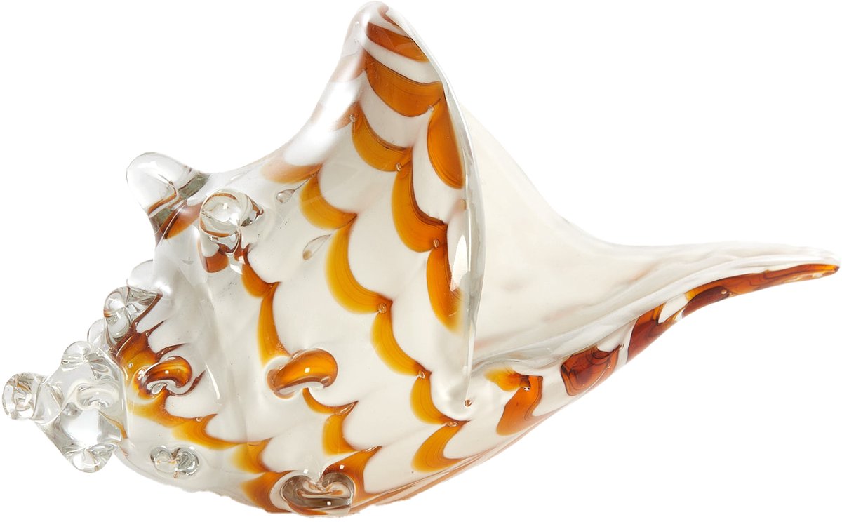 Light&living Ornament 28x12x16 cm SHELL glas wit+karamel