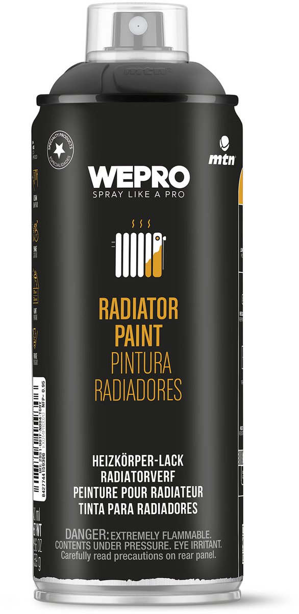 Spuitbus Radiator lak Zwart Mat RMTN WEPRO 400ML