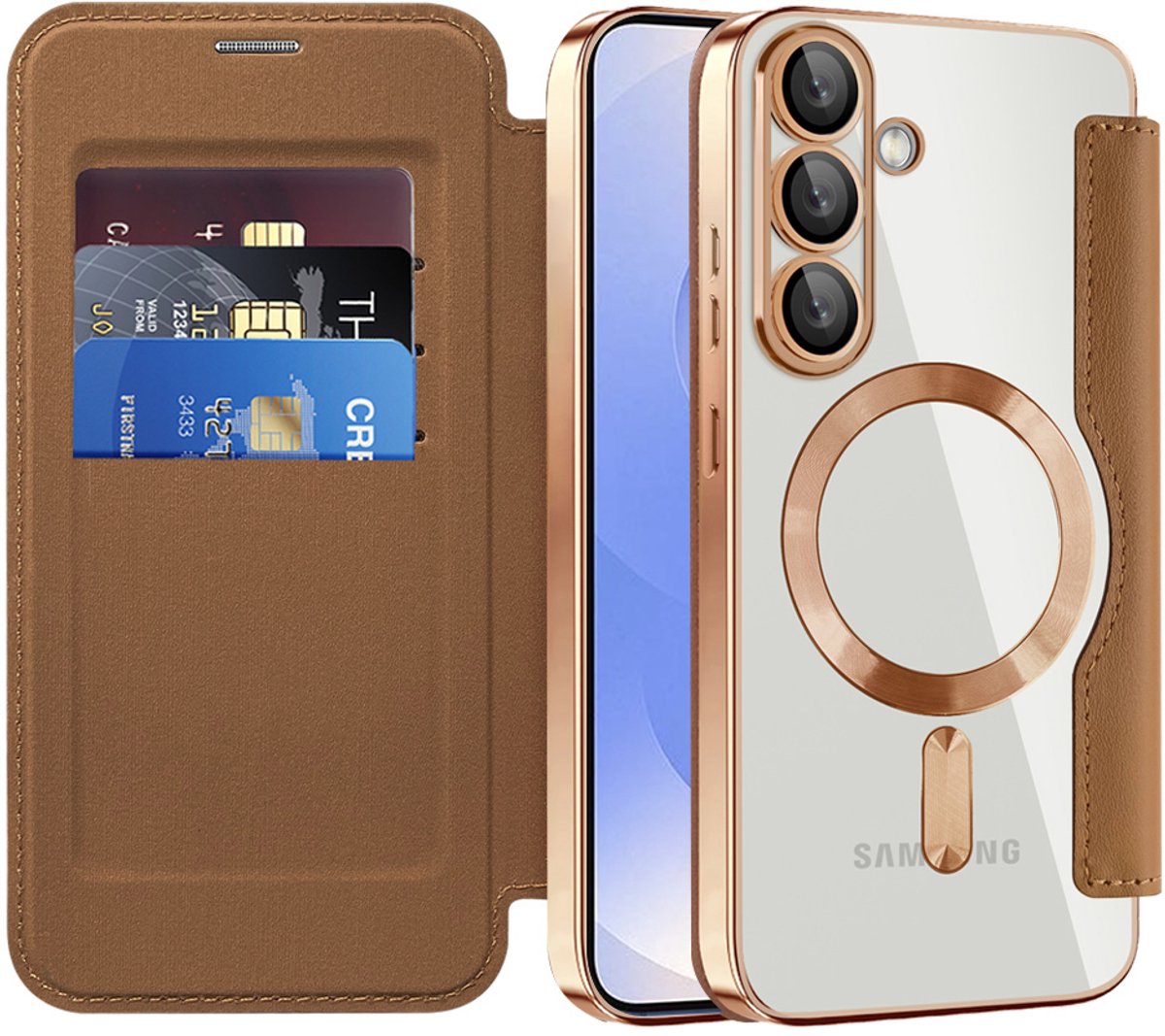 Techsuit - SmartMag Book Case - Samsung Galaxy S25 - Brown