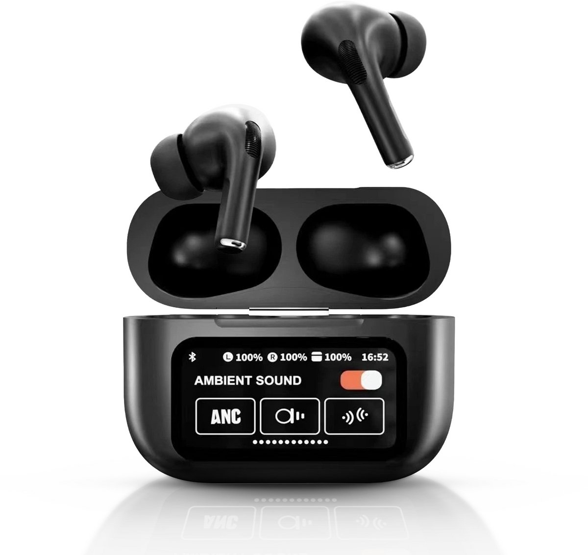 Tech Essentials FlexBeat Met Smart Charging Case - Draadloze Oordopjes - Zwart - Bluetooth - Active Noise Cancelling - Sport Oortjes - Hardlopen - Koptelefoon - Muziek - Microfoon
