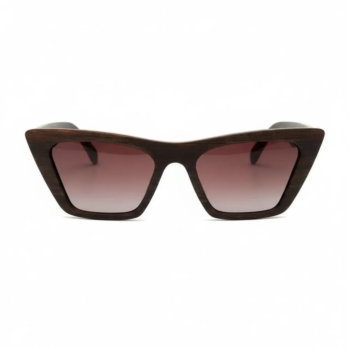 Wooda® Houten Zonnebril Cateye – Bruin Houtaccent – Gepolariseerd – Wooda Cami Marrón Dégradé
