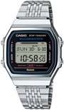 Zilverkleurig Casio Step Tracker horloge met metalen band. Het digitale scherm toont de datum 'SUN 30 - 6-30' en tijd '10:58 50'.