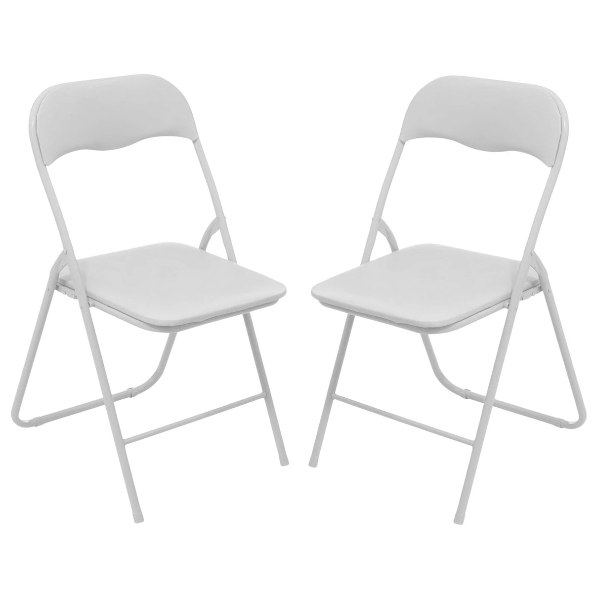 Urban Living Klapstoel - 6x - met stoffen zitting - wit - 44 x 45 x 80 cm - metaal - Bijzet stoelen - Inklapbaar