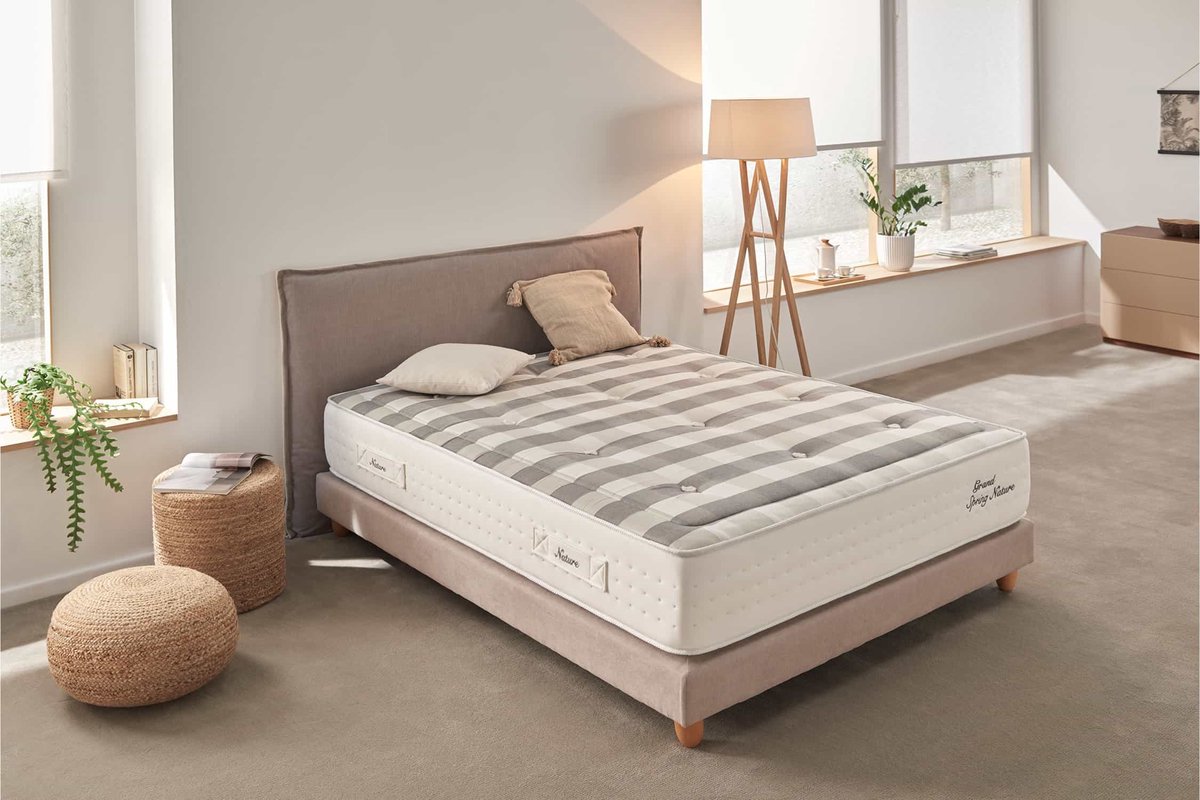 Moonia Grand Spring Nature - Pocketvering matras 160x200 cm - 30 cm dik - Anti-allergisch - Katoenen hoes wit