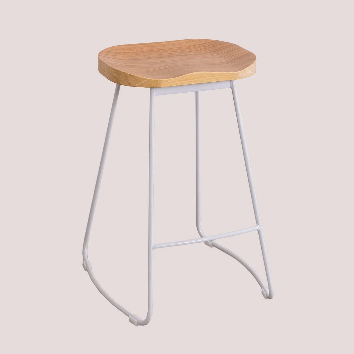 Hoge Kruk Industrieel Design met Houten Zit en Stalen Frame Zithoogte 65 cm