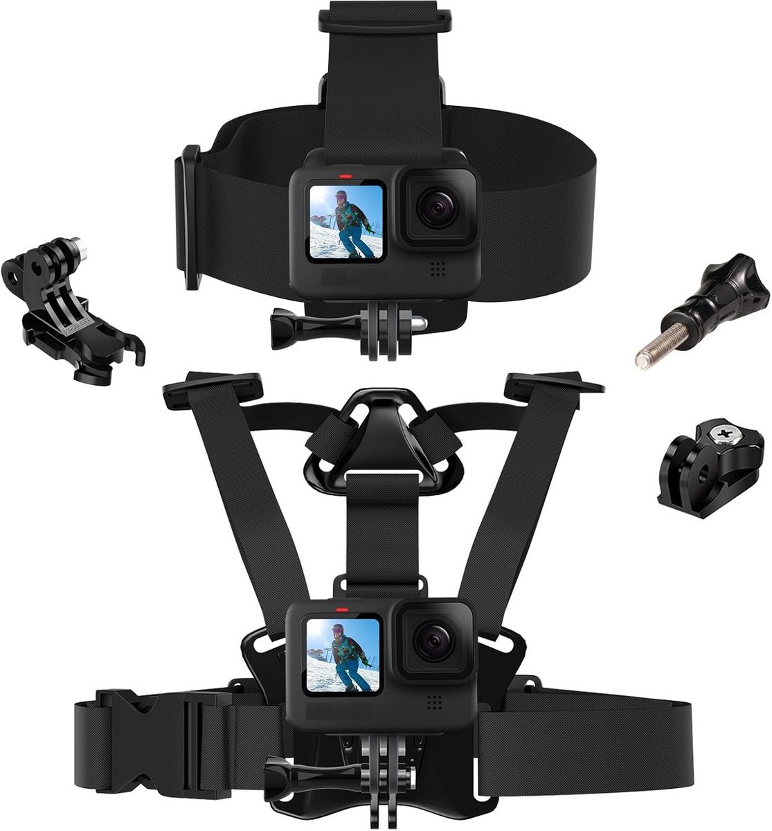 Verstelbare Hoofdband en Borstband voor Action Camera