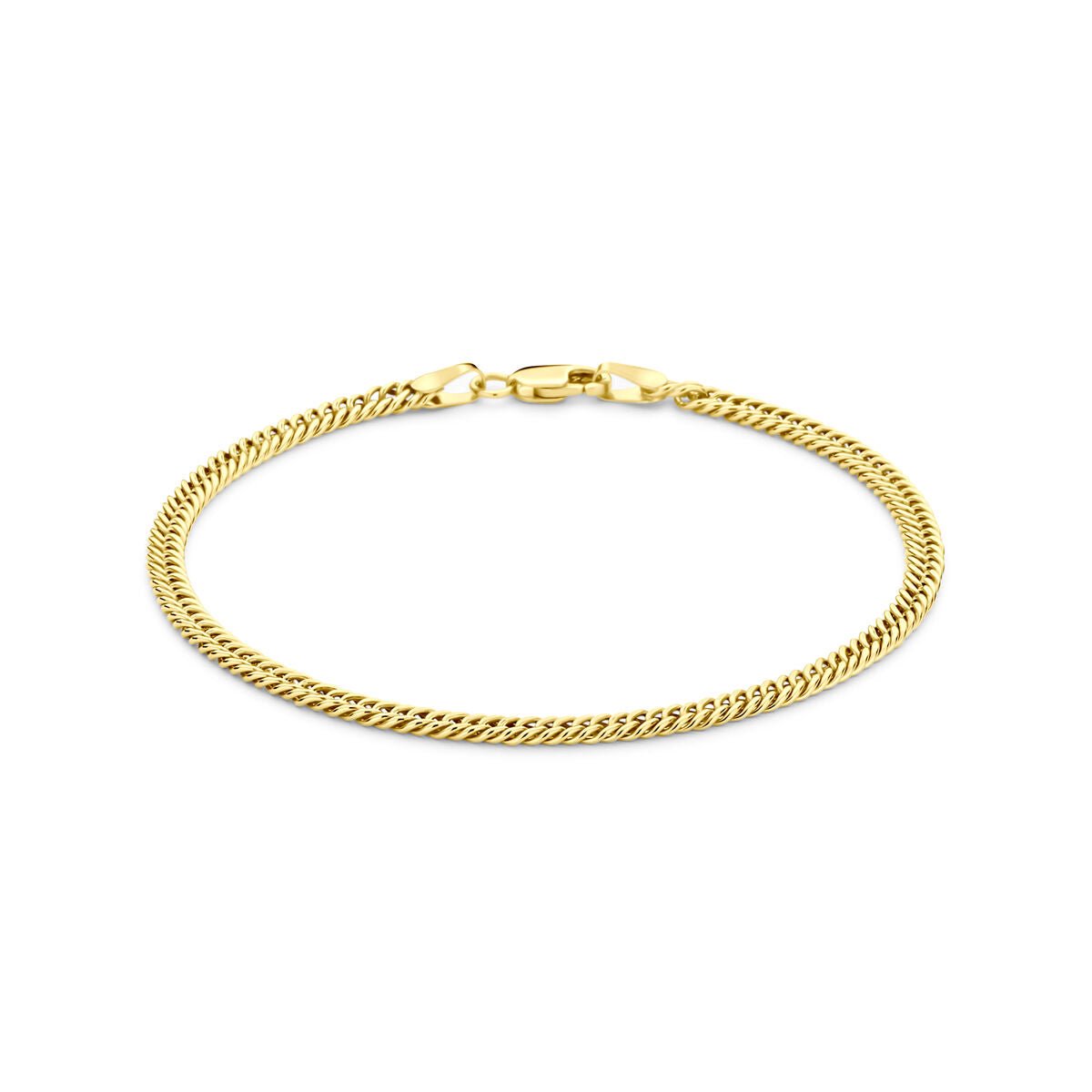 Silgold (geel met zilverkern) armband massief 3 mm 18,5 cm - 5000361