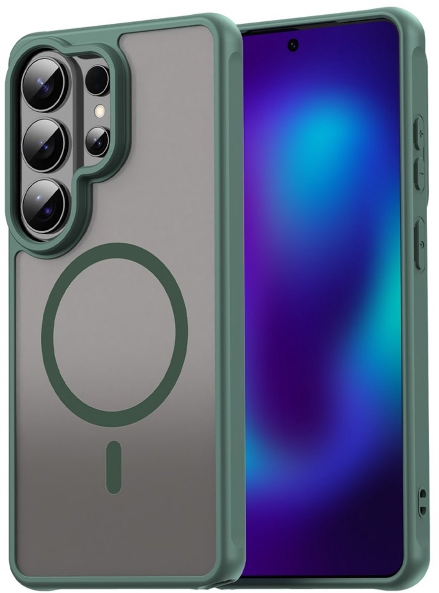 Casety Geschikt voor Samsung Galaxy S26 Ultra hoesje - slanke backcover met magnetisch ondersteuning - Groen
