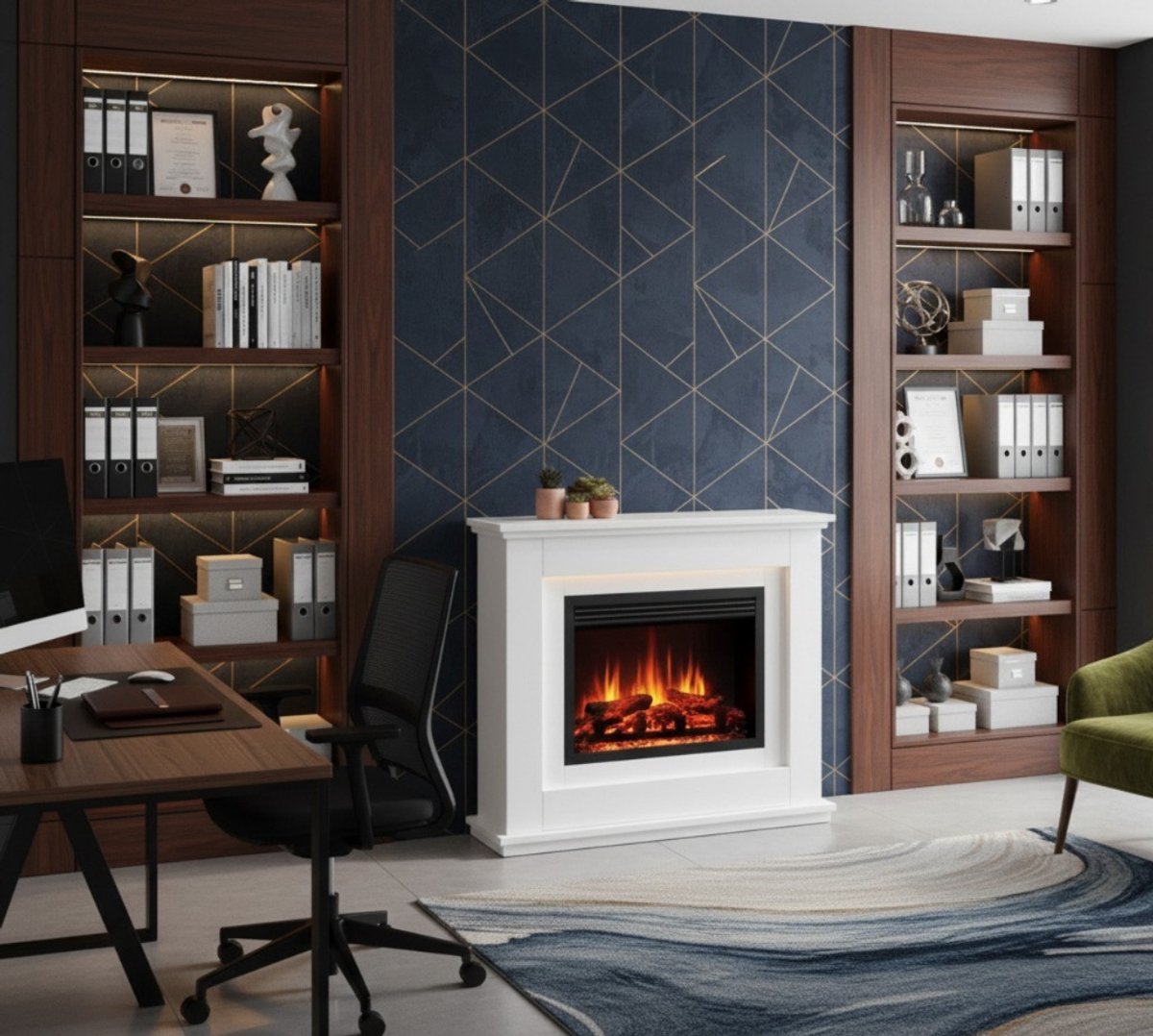 Aurora Smart Elektrische Open Haard – Vrijstaande Haard met 3D-Vlameffect, LED-Verlichting, Wifi & App-Bediening, Verwarming 2000 W, Knispergeluid, Thermostaat, Timer, Afstandsbediening, Wit – Woonkamer, Slaapkamer, Kantoor - Medahomestore