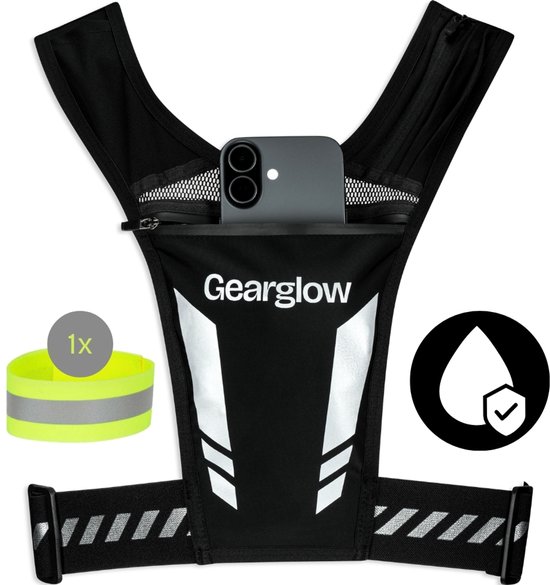 GearGlow® Running Vest - Waterdicht Reflecterend Hardloopvest met Telefoonhouder en Reflectieband