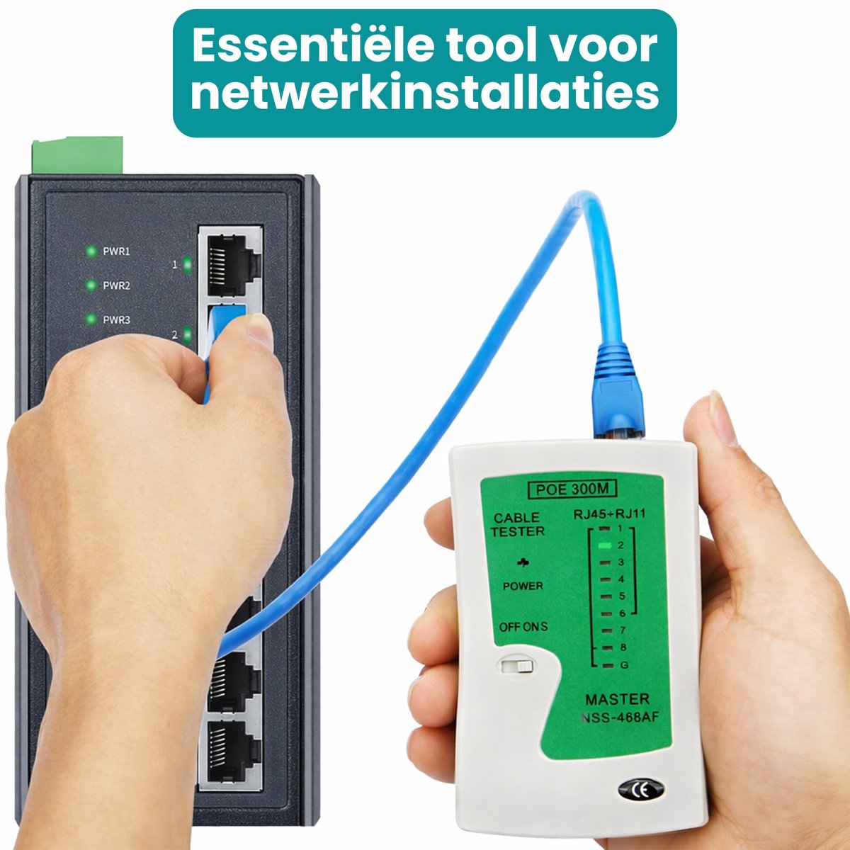 KALEA INFORMATIQUE © - Traceur/Testeur Professionnel pour Câbles RJ45 RJ11 BNC - Cartographie/Repérage/Test PoE/Test Polarité/VFL - Rechargeable - avec 4 Satellites