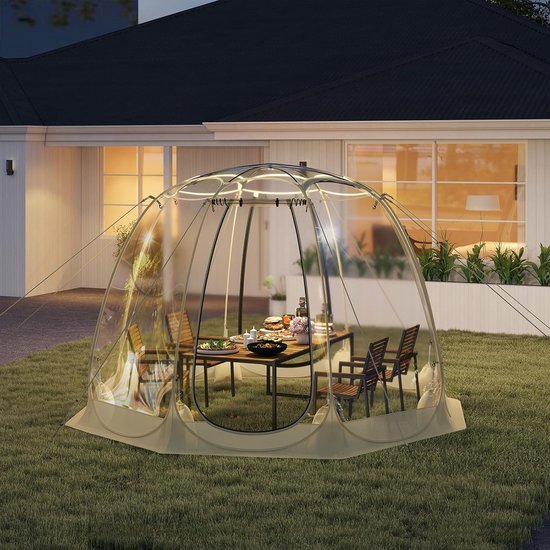 KOMFOTTEU Pop-up bubbel tent, transparante PVC tent voor 5-6 personen, koepeltent eenvoudig te monteren, weerbestendige schuilplaats voor sportevenementen en kamperen, kampeertent met draagtas, 265 x 265 cm van Merkloos — afbeelding 2