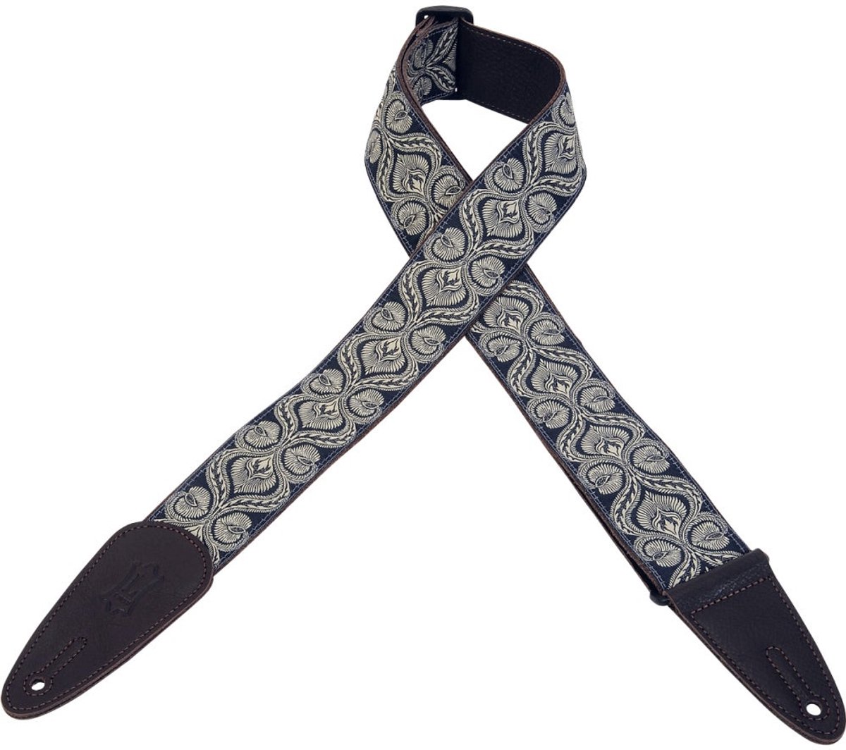 Levys Leathers MGJ-001 geweven gitaarband met print - blauw en wit