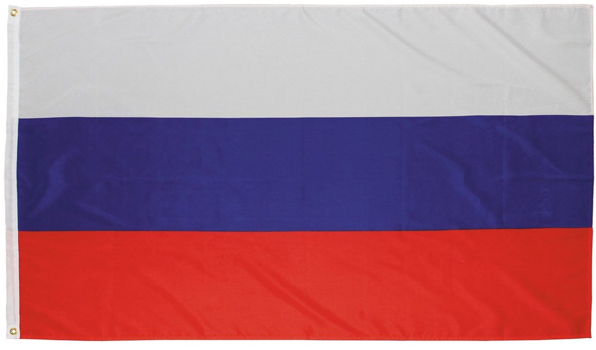 Vlag Rusland - Polyester - 90 x 150 Centimeter - Verstevigingsband - Metalen Ringen