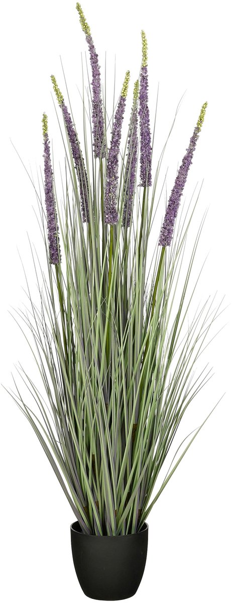 Mica Decorations Eremurus – Kunstgras in Pot – Realistische Nepplant Woondecoratie – Kunstplanten voor Binnen en Buiten – H140 x Ø45 cm – Groen, Paars