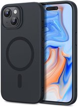 ESR Cloud Soft HaloLock Case Convient pour Apple iPhone 15 - Compatible avec MagSafe et HaloLock - Coque arrière en Siliconen - Coque de protection magnétique - Zwart