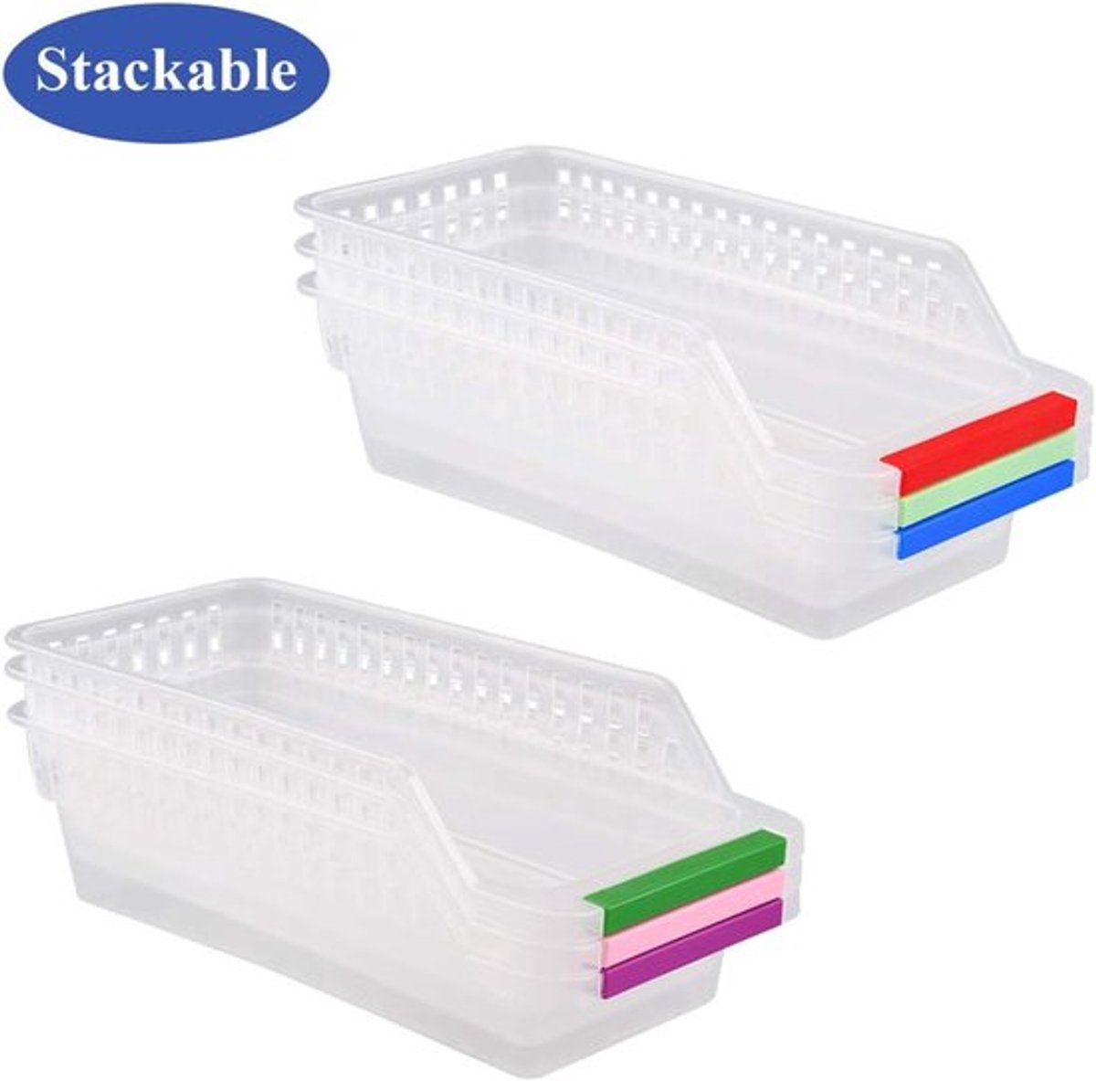 Candala Koelkastorganizer, schuifladen, opbergboxen, voor vriezer, kast, 6 stuks, willekeurige kleur