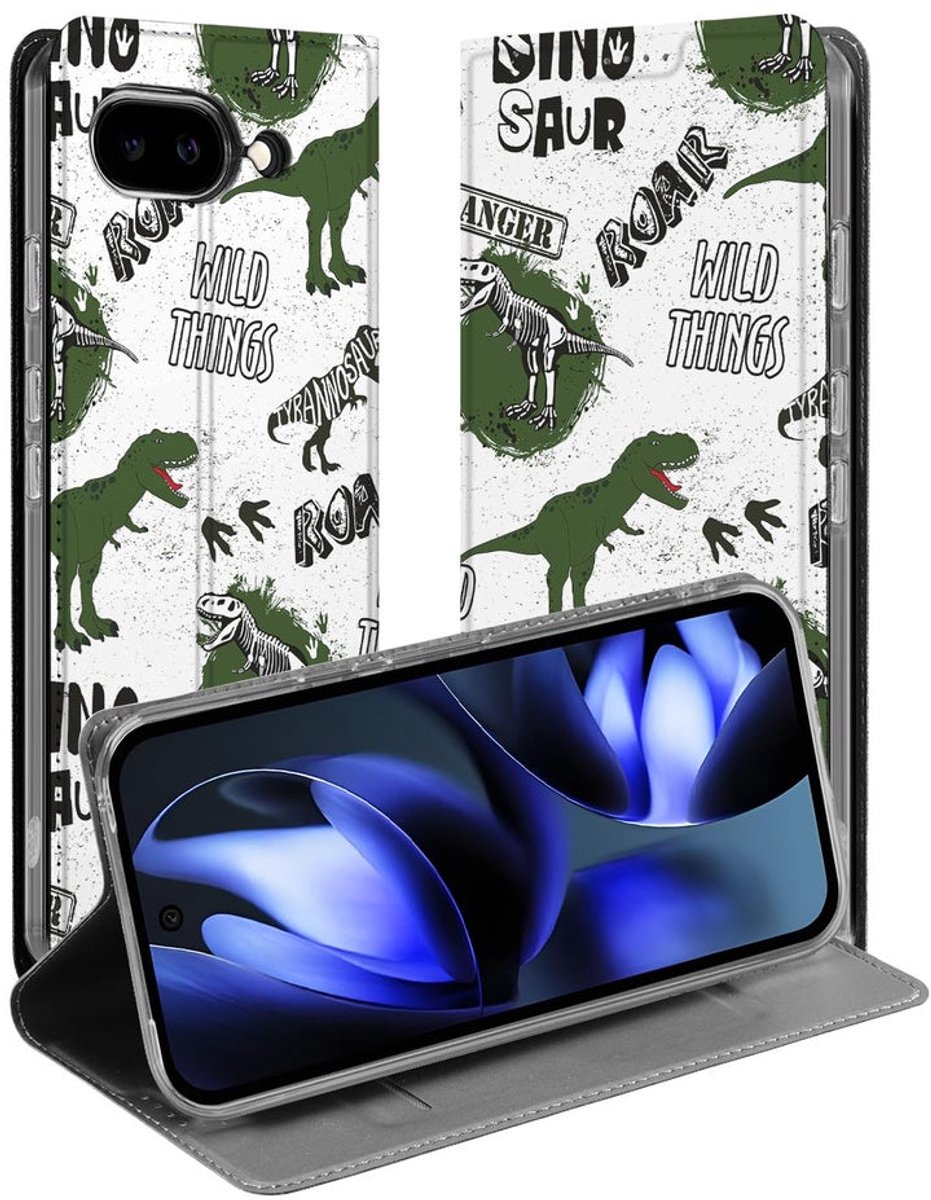 Google Pixel 9a Smart Cover Hoesje Dinosaurus