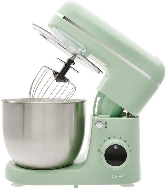 SILVERCREST® KITCHEN TOOLS Keukenmachine pastel - Vermogen: 600 W - Inhoud: 5 L - Inclusief spatbescherming met vulopening, deeghaak, eiwitklopper en garde - Met extra pulsfunctie - Afneembare accessoires zijn vaatwasmachinebestendig - Mintgroen van SilverCrest — afbeelding 4