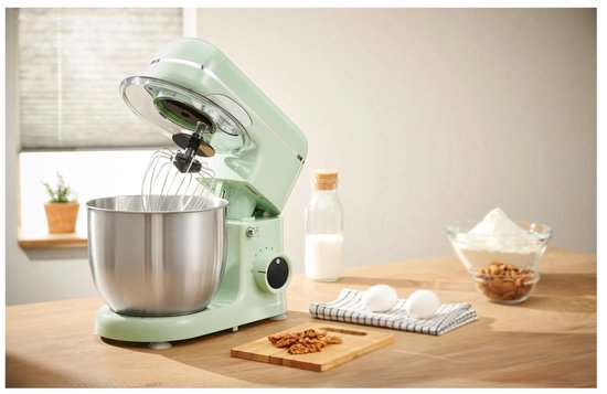 SILVERCREST® KITCHEN TOOLS Keukenmachine pastel - Vermogen: 600 W - Inhoud: 5 L - Inclusief spatbescherming met vulopening, deeghaak, eiwitklopper en garde - Met extra pulsfunctie - Afneembare accessoires zijn vaatwasmachinebestendig - Mintgroen van SilverCrest — afbeelding 5
