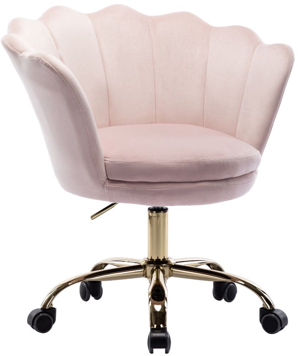 chairus Bureaustoel Lichtroze Velvet Draaibaar en - chairus® - €155,99